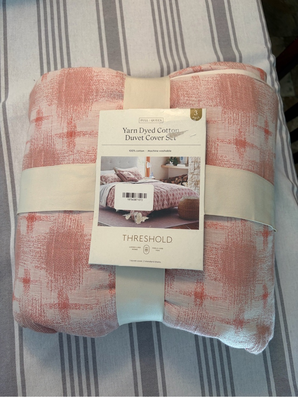 Threshold Yarn Dyed Cotton Duvet Cover Set - Blush Pink